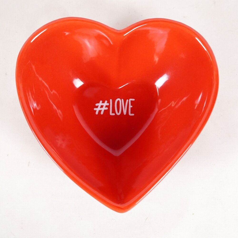 IQ Accessories Velentine's Day #Love Heart Shaped Ceramic Candy Bowl 6" Dish Red